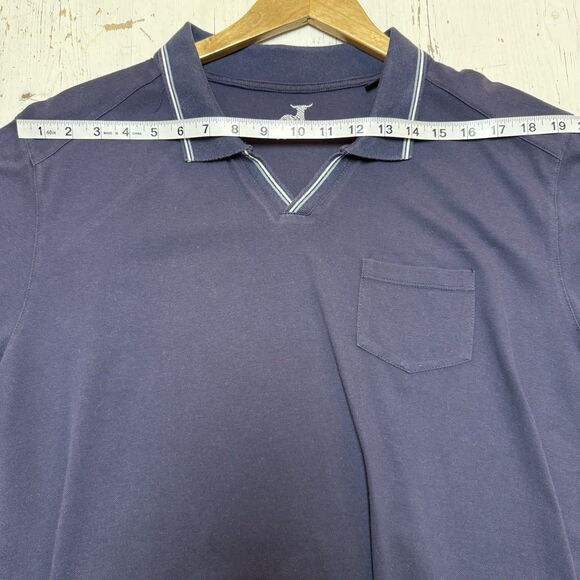 Raffi Men’s Shirt XL Polo Aqua Cotton Adult Navy Short Sleeve Golfer - Picture 5 of 9